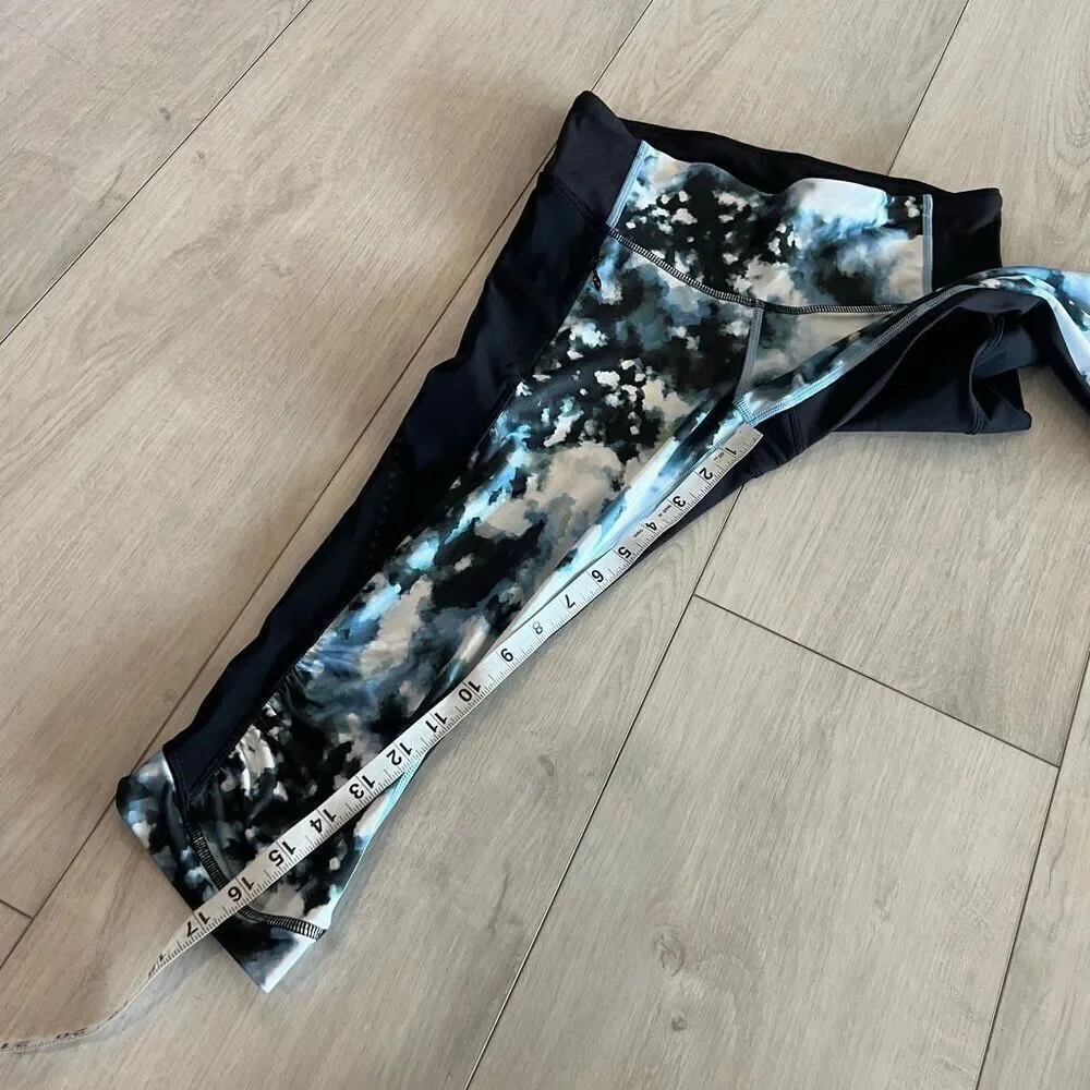 Lululemon Stop At Nothing Crop Black / Mini Blooming Pixie Aquamarine Multi size